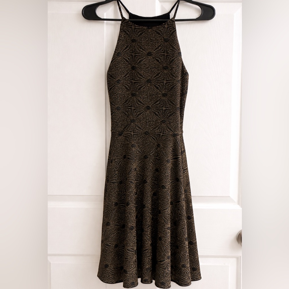 Bar III Black and Gold Mini Dress